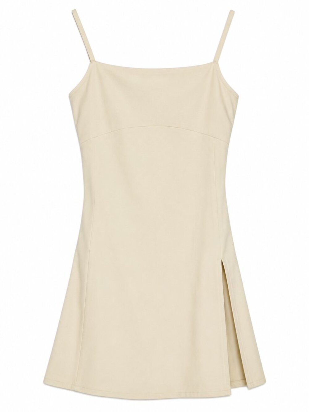 Well Being Butter Yellow Mini Dress Size XS Spaghetti Strap Side Slit A-Line
